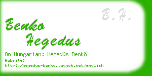 benko hegedus business card